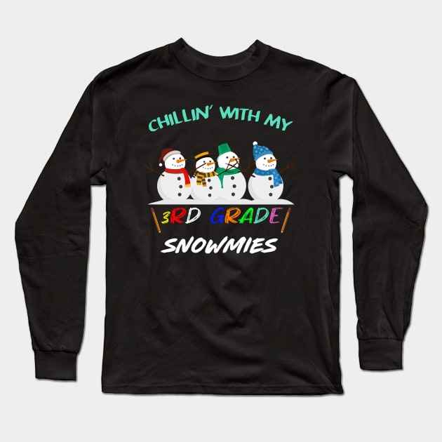 Funny Chillin with my Snomies Christmas Snowman Long Sleeve T-Shirt by Flipodesigner